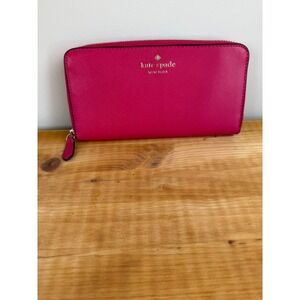 Kate‎ Spade Brynn Continental Pink Saffiano Leather Zip with Gold Tone Hardware
